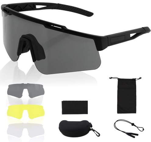 FOCUHUNTER Taktische Airsoft-Brille Antibeschlag, mit 3 Wechselgläsern, Taktische Schutzbrille für Schießsport (Schwarzer Rahmen)