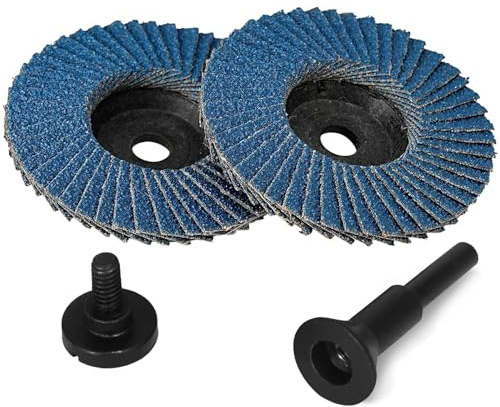 NuoDunco Lot de 2 disques abrasifs à lamelles,Disques abrasifs à lamelles,Ø 75 mm x 10 mm Grain 60, pour métal, acier et bois, Recouvert de Disques à lamelles Disques abrasifs,（2 pièces + 1 mandrins）