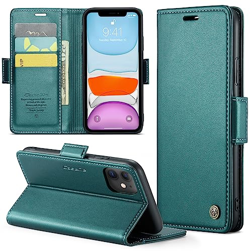 Phernykas Handyhülle für iPhone 11 Hülle Leder,Magnetische Klapphülle mit kartenfach und Standfunktion Smartphone Schutzhülle Lederhülle iPhone 11 Flip Book Case (Blaugrün)