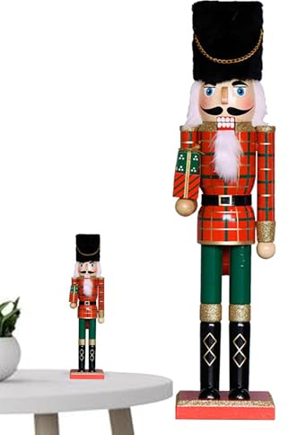 Cascanueces de madera tradicional – Decoración del hogar, festiva al aire libre | Regalos a cuadros de 50 cm, cascanueces rey cascanueces, decoración de Navidad, adornos de cascanueces de Navidad 4.72