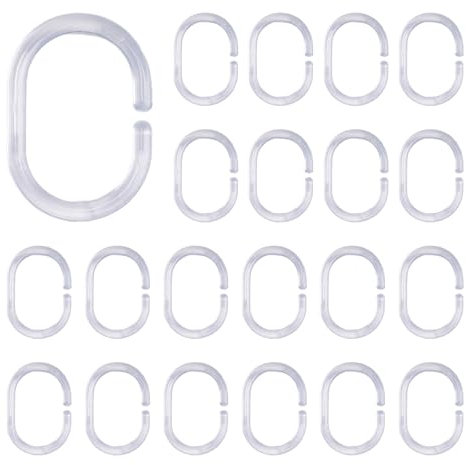 Swiixxer Paquete de 30 Anillos de Cortina de Ducha Anillos de Cortina Anillos de Gancho Gancho de Baño Clip de Bucle Drapeado Deslizamiento (Transparente)