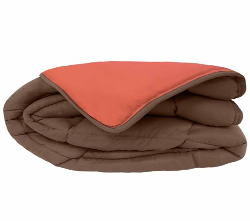 Linnea Couette Hiver 140x200 cm Cocoon Bicolore Chocolat/Corail garnissage Fibre Polyester 400 g/m2