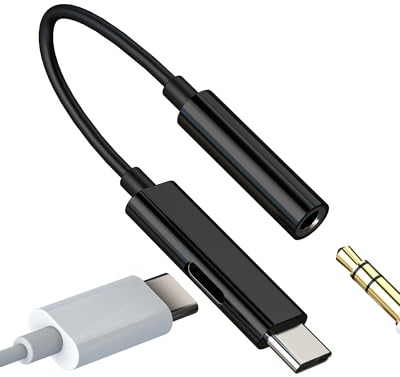 Adaptador USB C a Jack Auriculares 3.5mm(2en1) Tipo C Cargador para Apple DAC Audio Conversor para iPhone 16 15 Pro MAX para iPad Compatible con Samsung S25 Android Auxiliar Coche Puerto Dongle AUX 7