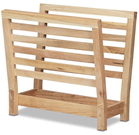 Unibos | Newspaper Stand, Walnut Colour, Shelf, Magazine Holder, Catalogue Storage, 38.5H x 26.5Wx 40D cm, Wood Natural