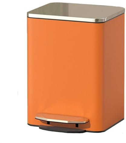 QUSYZD Poubelle Intelligente Moderne avec Couvercle, Poubelle à pédale en Acier Inoxydable avec revêtement extérieur en Cuir PU, Poubelle à pédale à Fermeture Douce avec Seau intér,Orange-12L