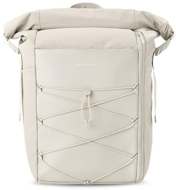 Kapten & Son Rucksack Yoho Sandstone 24-30 L | Rolltop Rucksack Damen & Herren Beige | Handgepäckrucksack mit 14 Zoll Laptopfach & seitlicher Öffnung | Backpack ideal für Reisen, Uni, Arbeit, Sport