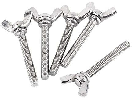 Asyduey Juego de Surtido de Tornillos de Mano de Ala de Mariposa M5 de 5 Piezas, Tornillos de Acero Inoxidable 304, Rosca (M5X40Mm)
