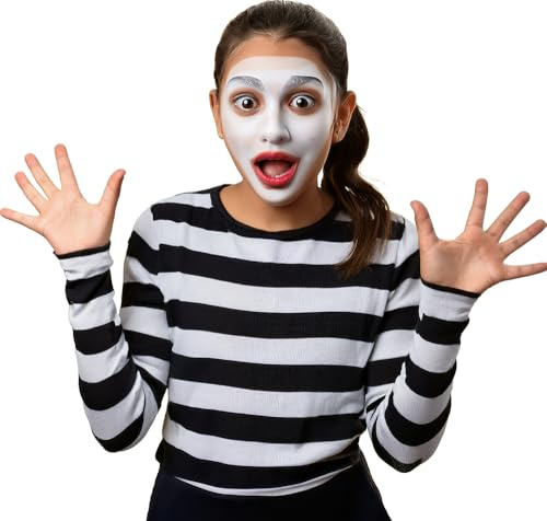 FIESTAS GUIRCA | Camiseta de Rayas Infantil - Accesorio Textil para Disfraz de Payaso - Ideal para Fiestas de Disfraces y Celebraciones - Unisex Adulto - Blanco y Negro