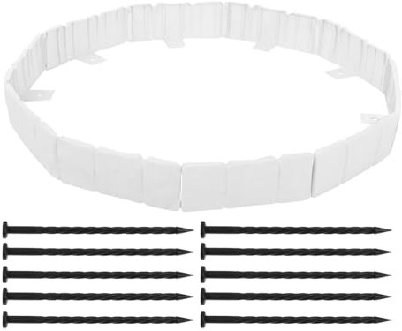 TOGEVAL 10pièces Bordure De Jardin Décorative Plastique Aspect Pierre avec Clous pour Pelouse De Fleurs Lot