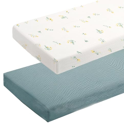 Spannbetttuch 70x140 Baby - Musselin 100% Baumwolle, Weich & Atmungsaktiv, Passend für Kinderbett & Kleinkinderbett, Maschinenwaschbar – Sanft zur Babyhaut, 2er Set (Grün, 70x140cm)