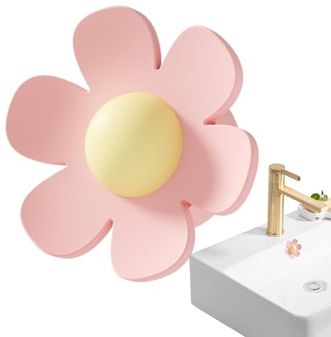 Tapa de drenaje de desbordamiento para fregadero, inserto de tapón de silicona en forma de flor, elegante protector de agujero de lavabo, tapón de desbordamiento decorativo, elegante accesorio de