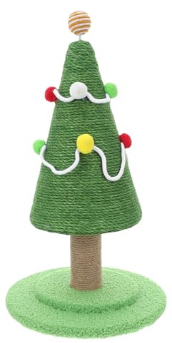 Gadpiparty Rascador para Gatos Pequeños Forma de Árbol de Navidad de Sisal Natural Reutilizable Juguete Vertical para Gatos Soporte Estable para Escalada Diseño Festivo para Hogares