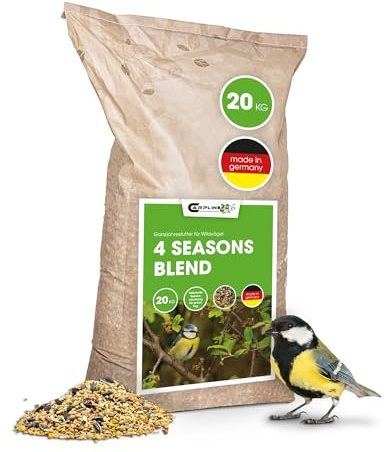 Vogelfutter 20 Kg - Hochwertiges Ganzjahresfutter - Abwechslungsreiche Körnermischung - Energiereiches Wildvogelfutter