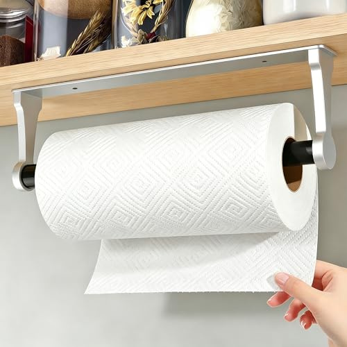 Gewtur Porte Essuie Tout Auto-adhésif, Supports pour Papier Essuie-Tout Mural, Porte Sopalin Porte Rouleau Papier Cuisine Aluminium
