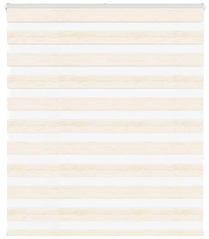 Doppelrollo Marmorbeige 110x150cm, Polyester, Zebra-Jalousie für Sicht- und Sonnenschutz, Klemmfix ohne Bohren, modernes Design, Wohnzimmer, Schlafzimmer, Büro