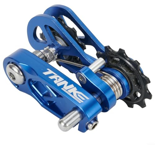 Honseadek For Bike Chain Tensioner and Guide for 8 to 12 Speed Bicycles, Single Speed Converter with Floating Pulley and Anti-Drop Link, Aluminum Alloy(Blue)