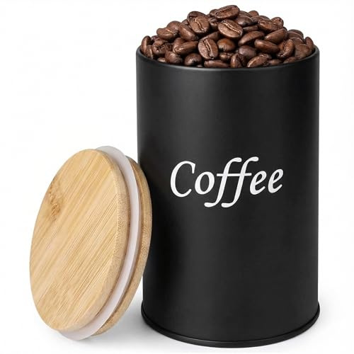 BUOSHUO Kaffeedose Luftdicht,500ML Kaffebehälter | Frisch Bleiben,für Kaffee und Anderes,Schwarz