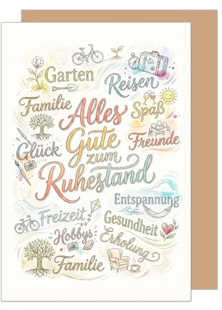 Edition Seidel Premium Glückwunschkarte zum Ruhestand mit Umschlag. Ruhestandskarte Karte Grußkarte Spruch Sprüche Pension Rente Alles Gute Glück Spaß Wünsche Kollege Kollegin Mann Frau (R164 SW026)