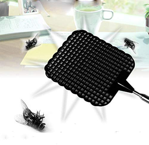 Chrees Matamoscas de 4 Piezas, Matamoscas con Retráctil y Cabeza de Plástico Gigante en Forma de Mano, para Uso en Interiores y Exteriores (Negra)
