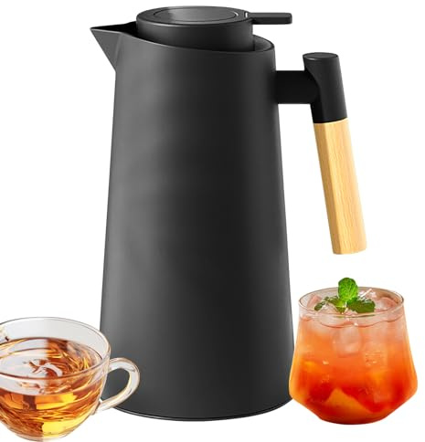 Insulated Coffee Carafe – 1000ml Glass Lined Thermal Pitcher | Water Pitcher And Tea Jug | Durable Heat Retention Dispenser For Home Kitchen Commercial Bedside Camping Travel And Outdoor Daily Use