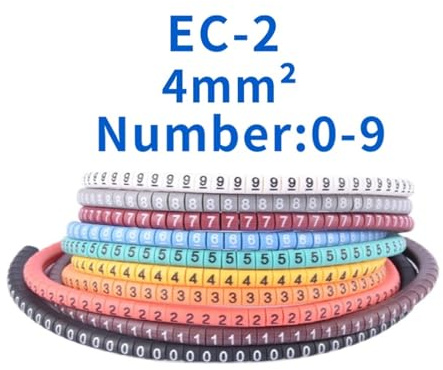 500 marcadores de cables EC-2, 0 a 9 colores, for tubos numéricos, etiquetas Para Hogar Oficina y Taller