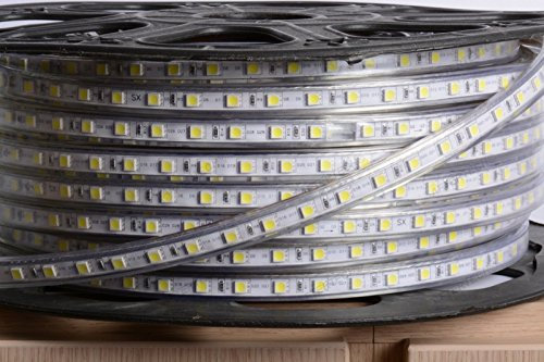 Aftertech® Einmalige Spule 50 m LED Streifen für den Außenbereich, 220 V, Warmweiß