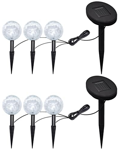 vidaXL 6x Gartenleuchte LED Solarleuchte Solarkugel Solarlampe Kugelleuchte Gartenlampe Kugellampe Leuchtkugel Außenlampe mit Erdspießen Solarmodulen
