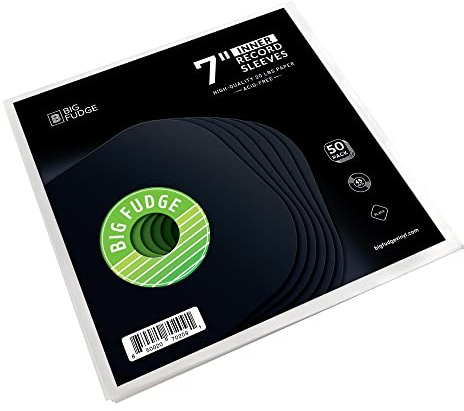 BIG FUDGE Skivomslag Album Inre ärmar - 18 cm x 50 St - Special Tungvikts- Och Syrafri Svart Utgåva - Slimmad Antistatisk Skivfodral För Singlar Och LP Mofi Innerhylsor