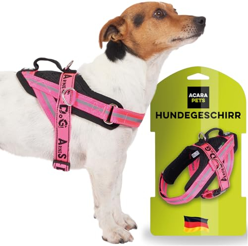 Hundegeschirr mit 3 Metallringankern zur Befestigung an der Brust oder Brust des Hundes, ohne den Hals des Hundes zu ersticken. (Rosa, XS)