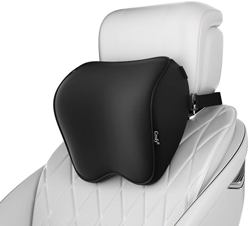 Crofy Lot de 2 Oreillers de Cou pour Voiture, Appuie-tête Doux pour la Conduite avec Sangle Réglable, 100% Mousse à Mémoire de Forme et Housse Respirante Amovible, Design Ergonomique Confortable, Noir