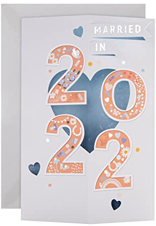 Hallmark Hochzeitskarte für 2022-3D-Würfel-Design, mehrfarbig (25571245)
