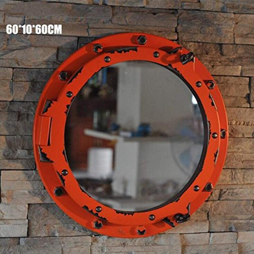 Espejo de baño decorativo Mediterráneo individual moderno de madera retro estilo marino espejo ventana barco ventana espejo
