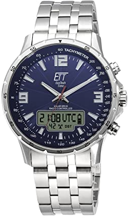 ETT Eco Tech Time Funk Solar Weltzeit Herren Uhr Chronograph mit Edelstahl Armband EGS-11552-31M