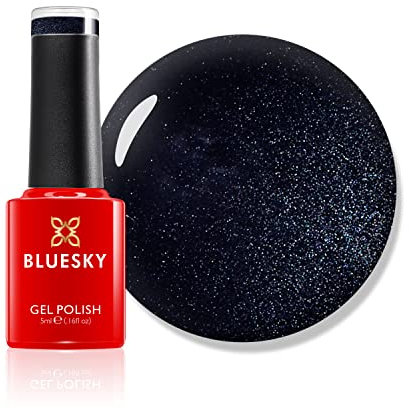 BLUESKY Gel Nail Polish, Overtly Onyx, Mini, 80540, Black, Dark Blue, Long Lasting, Chip Resistant, 5 ml Requires Drying Under UV LED Lamp