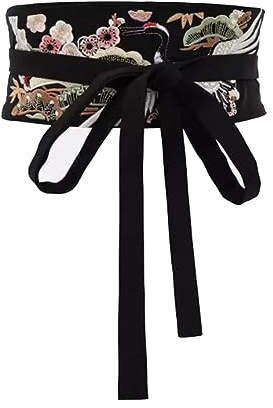 Inzegao Japanischer Obi-Gürtel für Damen, Kimono, Robe, Yukata, breiter Blumen-Wickel-Bund, Gürtel
