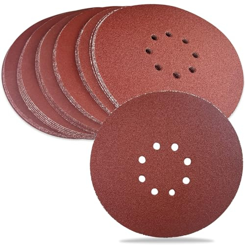 Gentpovth 30 Pezzi Graniglie 8 Fori Dischi Abrasivi 225mm, Grana 60/80/120/180/240/320, Asciutti Bagnati Carta Abrasivi, per Levigatura,Spolveratura, per Levigatrice da Muro,Levigatrici Orbitali
