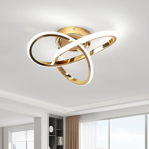 Comely LED-taklampa 30 W, 3375LM LED-taklampa, modern taklampa för hall, sovrum, badrum, kök, vardagsrum, kall vit 6 500 K, guld