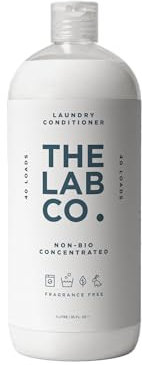 The Lab Co. Fragrance Free Fabric Conditioner & Laundry Softener | Non-Bio, Ultra-Concentrated, 40 Washes | Odourless, Unscented | 1 Litre, Vegan & Biodegradable