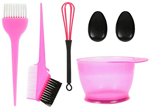 Pretfy 5PCS Hair Dye Color Brush and Bowl Set Ear Caps Dye Mixer Hair Tint Dying Coloring Applicator