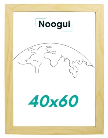 NOOGUI - Marco 40x60 - Madera Natural - Frontal Antirreflejo - Ideal para Cuadros, Posters, Certificados, Puzzles o Diplomas - Posición en Vertical u Horizontal - Grosor 2 cm - Fácil Limpieza