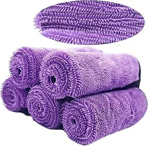 UPYOLUSCC Trockenreibtuch, Gästehandtücher mikrofaser, Saugfähige Geschirrtücher,Trockentücher klein Bad, Reinigungstücher für Küche, Bad und Auto, 5 Stück Mikrofasertücher 30x30 cm (Lila)