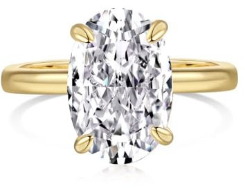 Lllunimon 925 Sterling Silber 14K Überzogene Oval Cut Cubic Zirkonia Liebe Versprechen Ring Band Einfache Hochzeit Verlobungsringe für Frauen Glückliche Braut Ringe für sie,Gold,S5
