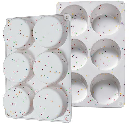 Dootafy Silicone Egg Bite Molds, 2 Pack Round 3 Inch Deep Molds for Egg Breakfast Sandwiches, Omelets, Dinner Rolls, Baking - White