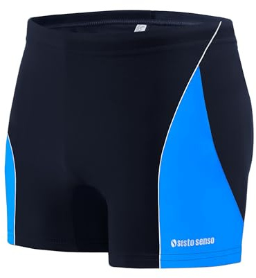 sesto senso Boxer da Bagno Aderente da Uomo, Sportivo e Impermeabile per Nuotare – Taglia 4XL, Colore Blu – Costume da Bagno Aderente