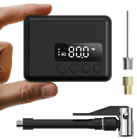 TENLOX Mini Bike Pump, Max 130 Psi Electric Tire Pump, Auto Stop, Portable Bicycle Pump with Gauge, Tiny Inflator Air Pump with Presta and Schrader Valve, Suitable for Road Bike, Mountain Bike&E-Bike