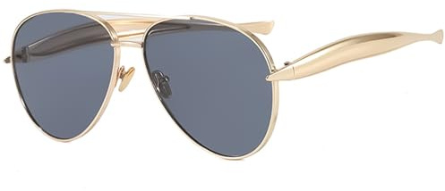 CIKJUK Groß Sonnenbrille Damen Herren Pilotenbrille mit Gold Streamline Metallrahmen Fliegerbrille Trendy Piloten Brille