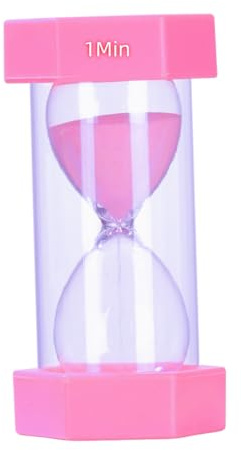 Colorful Sand Timers, Hourglass Sand Timers 1 Minute Sandglass Timer with Protective Cover for Toothbrush Timer Games Classroom Home Office Cooking(Pink+1Min