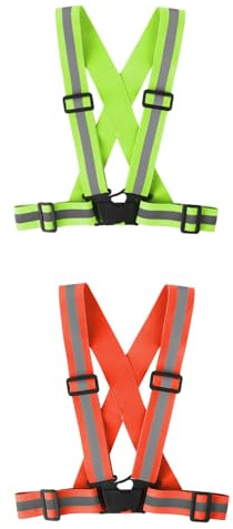 HUVZOR Alta Visibilità 2 Pezzi Gilet Riflettente Regolabile,Giacca da Lavoro Catarifrangente per Ciclismo,Jogging,Motociclismo e Attività All'aperto con Imbragatura Sicura e Design Multiuso