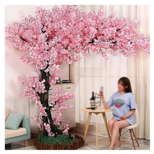 Grande albero di ciliegio artificiale, fiori rosa fatti a mano. Decorazione for interni ed esterni, casa, ufficio, matrimonio.(1.6x1m5.2x3.3ft)