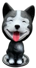 Bobblehead Dog Car Dashboard Decoration, White and Tan, Nodding Head Puppy Figurine, Car Interior Accessories (White and Black Do)